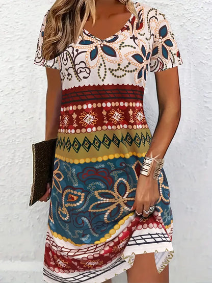 Summer Boho Geometric Dress for Women