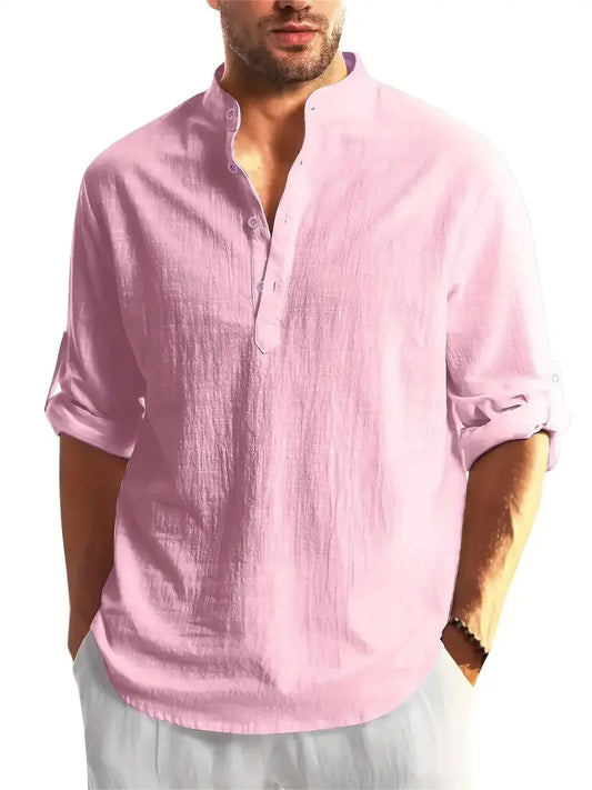 Casual Henley Collar Shirt for Men