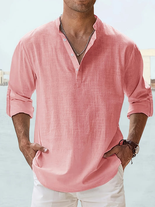 Coral Linen Shirt for Men