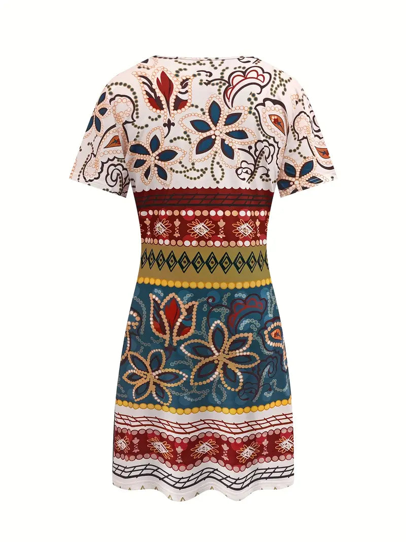 Summer Boho Geometric Dress for Women