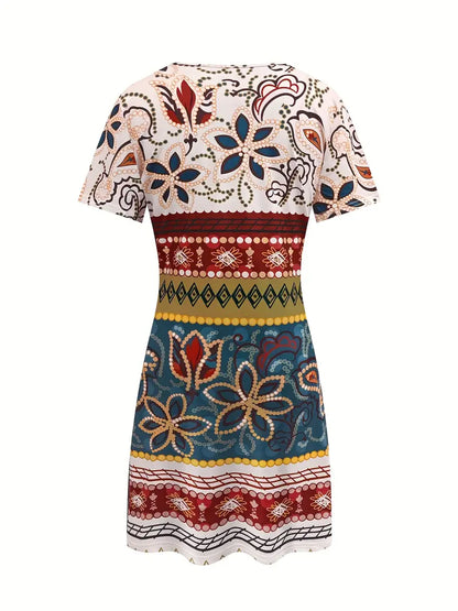 Summer Boho Geometric Dress for Women