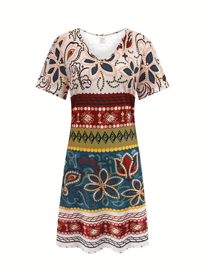 Summer Boho Geometric Dress for Women